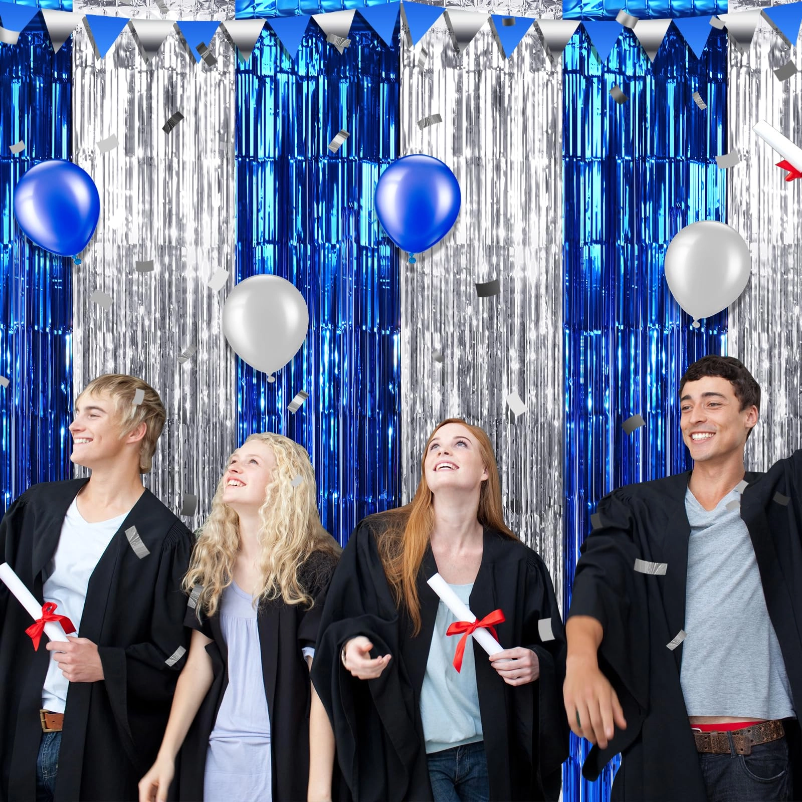 Foil Fringe Curtain - 3 Birthday Graduation Prom Wedding Pack