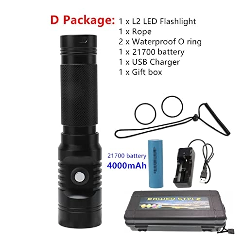 Diving Flashlight - 2000 lumens 80 Meter 21700