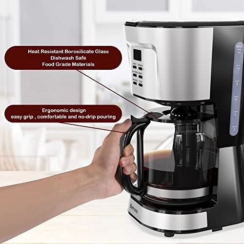 12-Cup Programmable Coffee Maker - Glass Carafe Permanent Filter