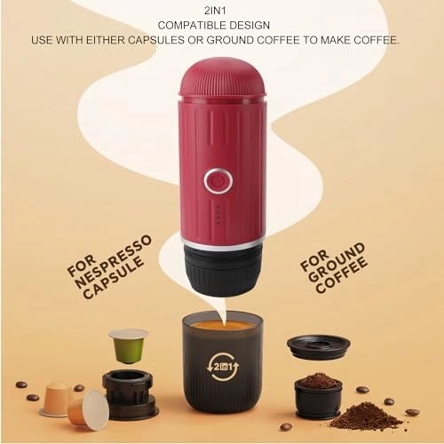 Portable Coffee Machine - 80ml capsule or powder