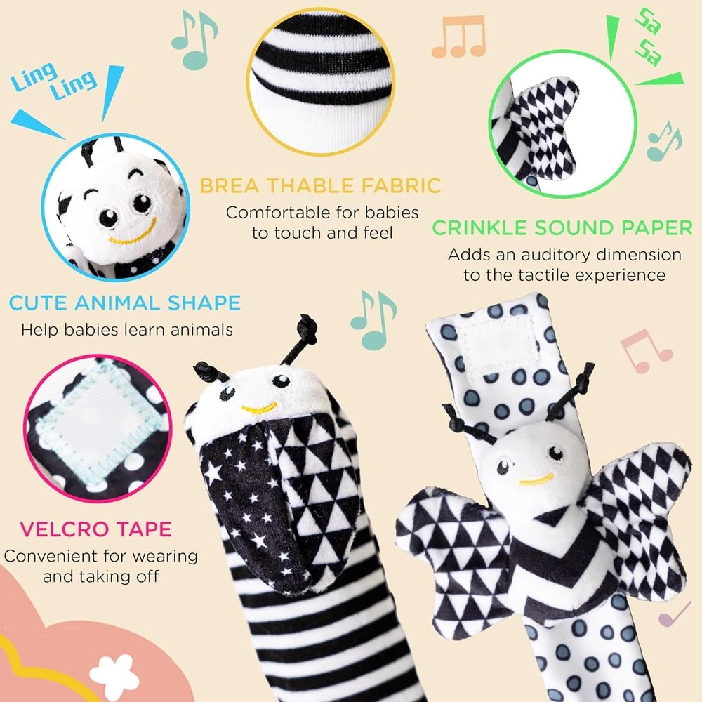 Wrist Rattle & Foot Finder Socks - 1+ Animal designs