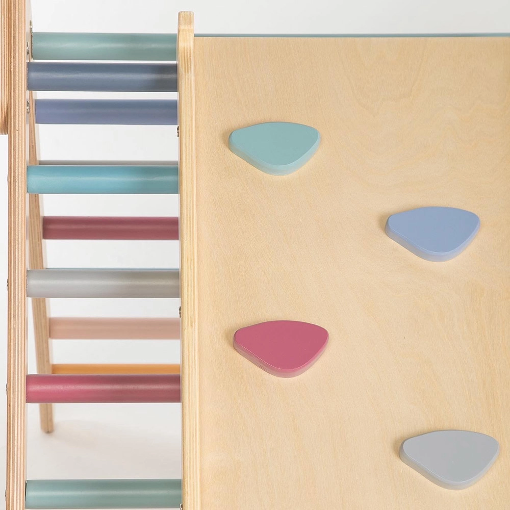 Pikler Triangle - Foldable Natural 80 x 90 x 102 cm + Reversible Ramp - 116 x 41 cm