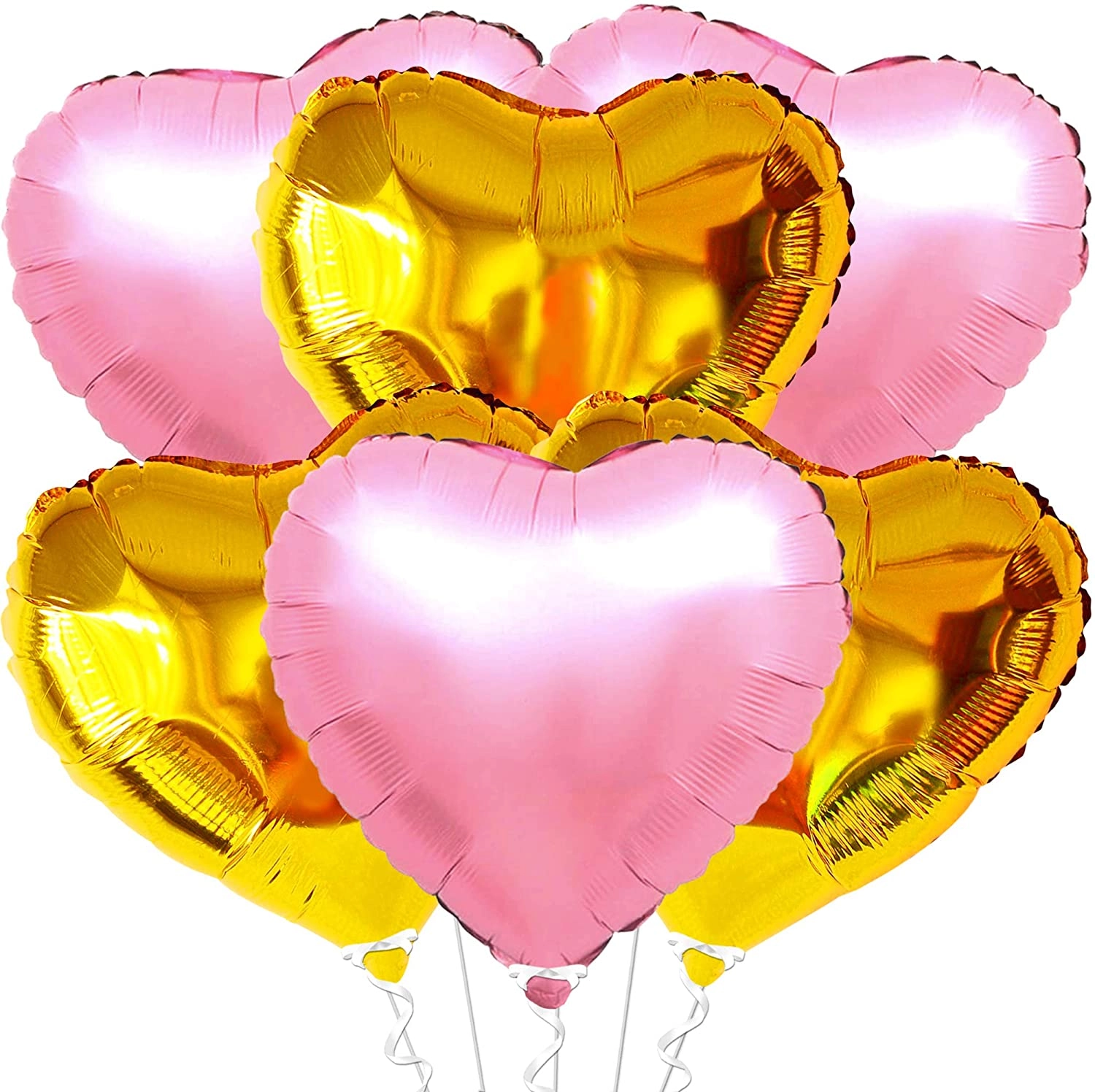 Party Time Trading LLC Heart Foil Balloon - 6 Pack Valentines Day Birthday Engagement Wedding Bridal