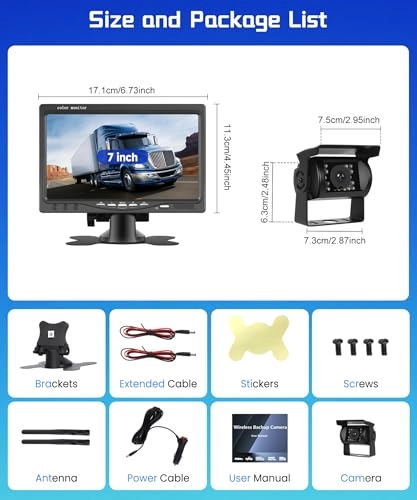 Wireless Backup Camera + IPS Display - IR Night Vision Wireless 1080P