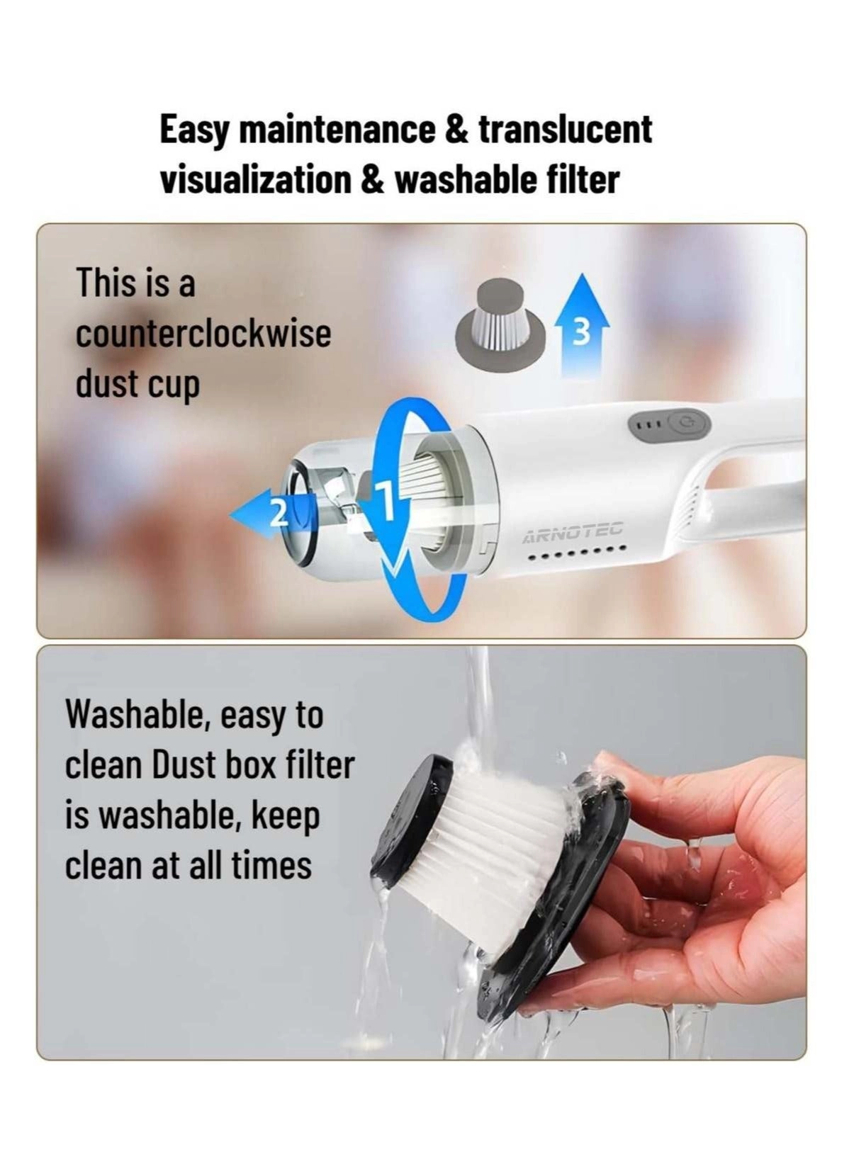 Handhed Cordless Vacuum Cleaner - 6,000 mAh