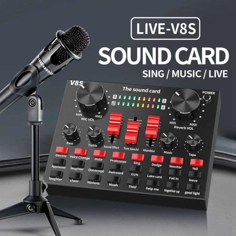 Voice Changer Sound Card - 12 FX Dual Mic Input USB Bluetooth