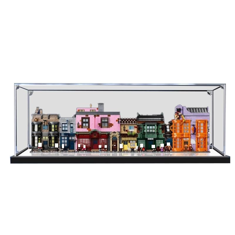 Clear Acrylic Display Case (75978) - 43.30x7.87x13.77in. Black Bottom