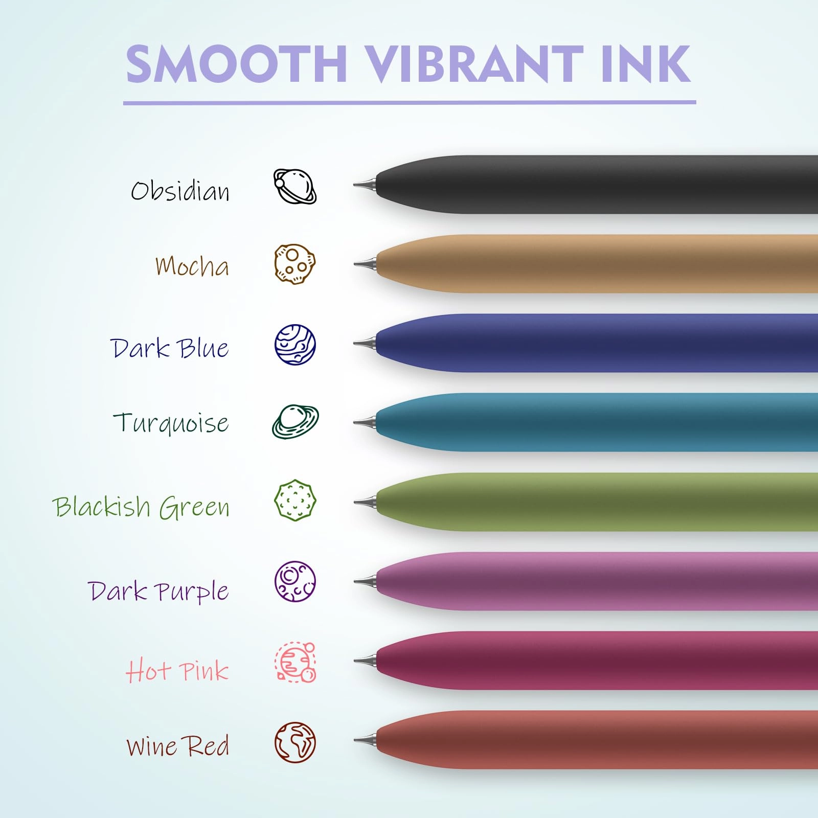 Colorful Gel Ink Pens - 8 Pack 0.7mm