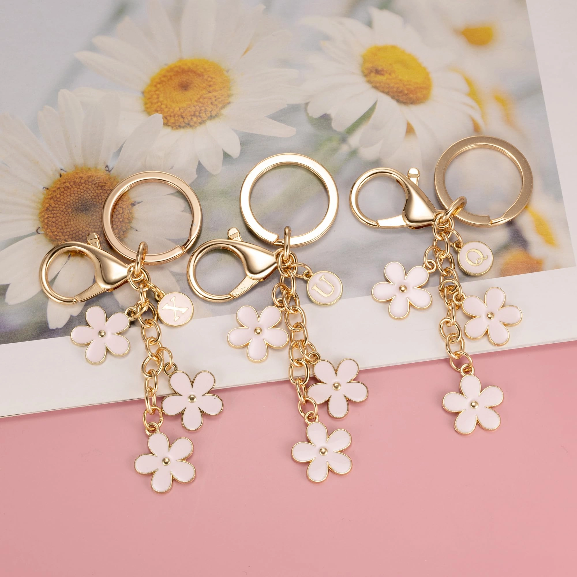Initial Keychain - Floral