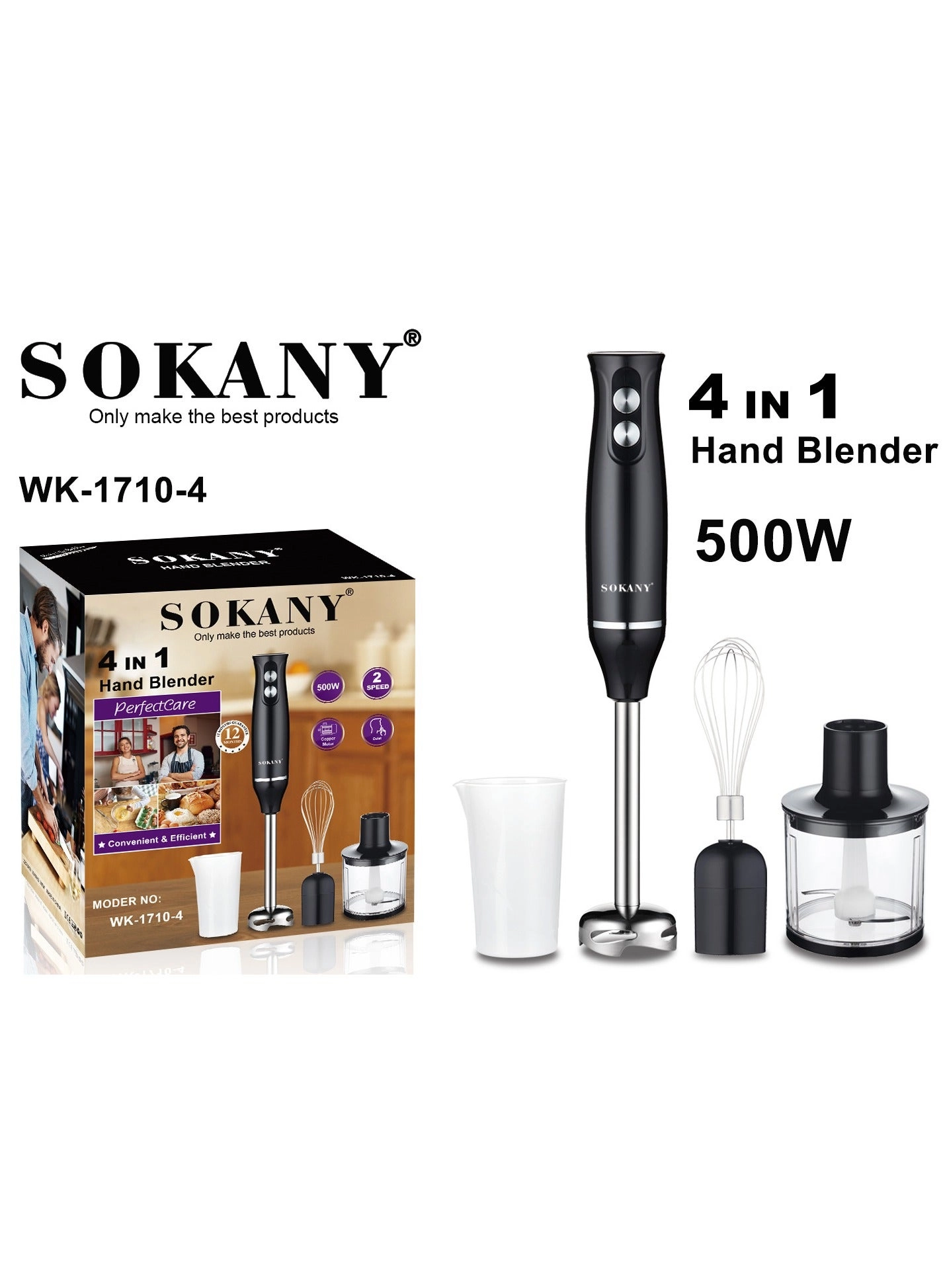 1710-4 - 4-in-1 Hand Blender Stainless Steel