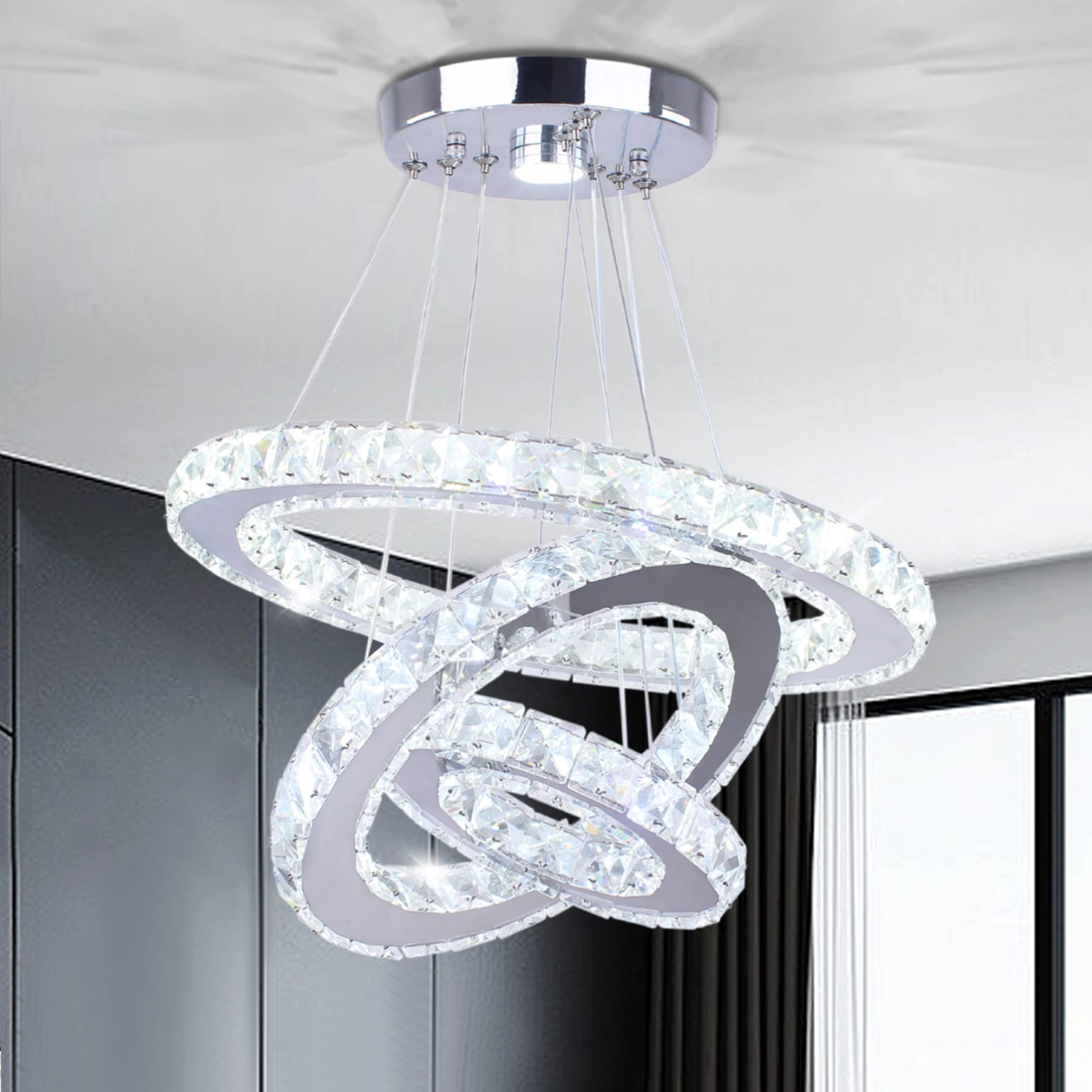 Dixun Crystal Ring Chandelier - Cool White (6000K-6500K)