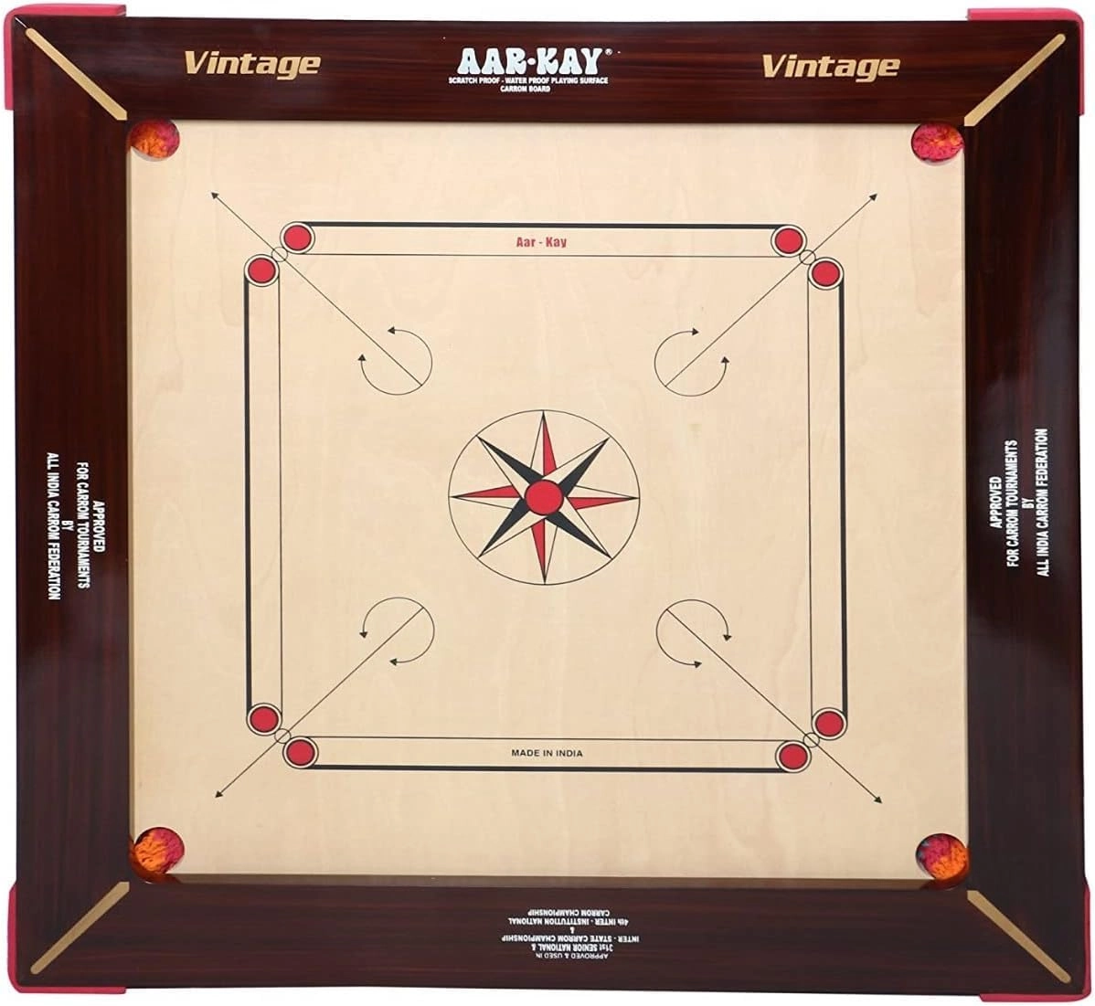 KD Willmax AAR-Kay Carrom Board - Vintage Plywood Champion