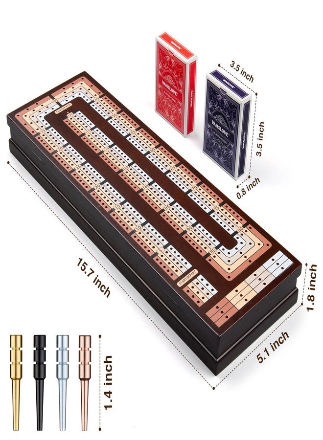 Cribbage Board - 4-Track Wooden Magnetic Scoreboard