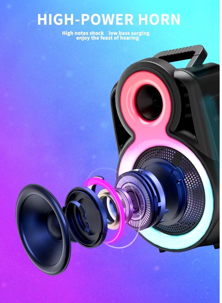 Wireless Bass Portable Party Speaker - 8 Inch LED Lights