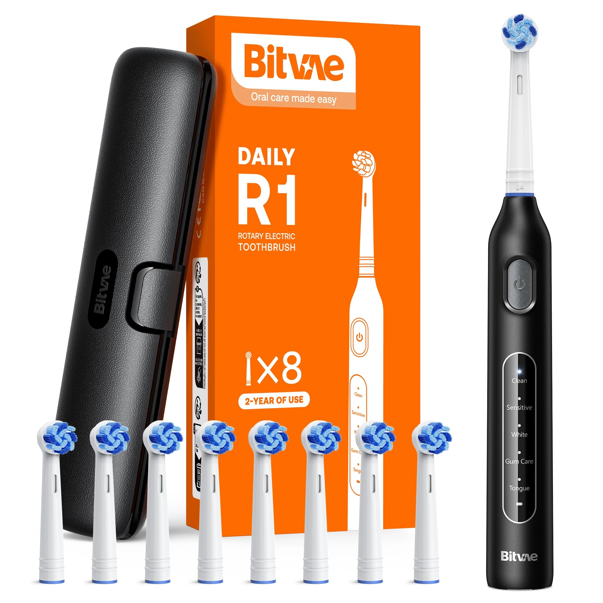 R1 - Rotating Electric Toothbrush 8 Brush Heads Pink