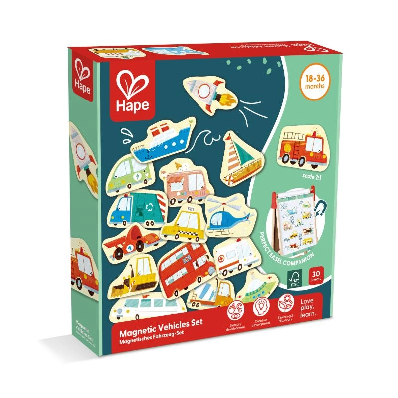 Wooden Magnetic Vehicles - 30pcs