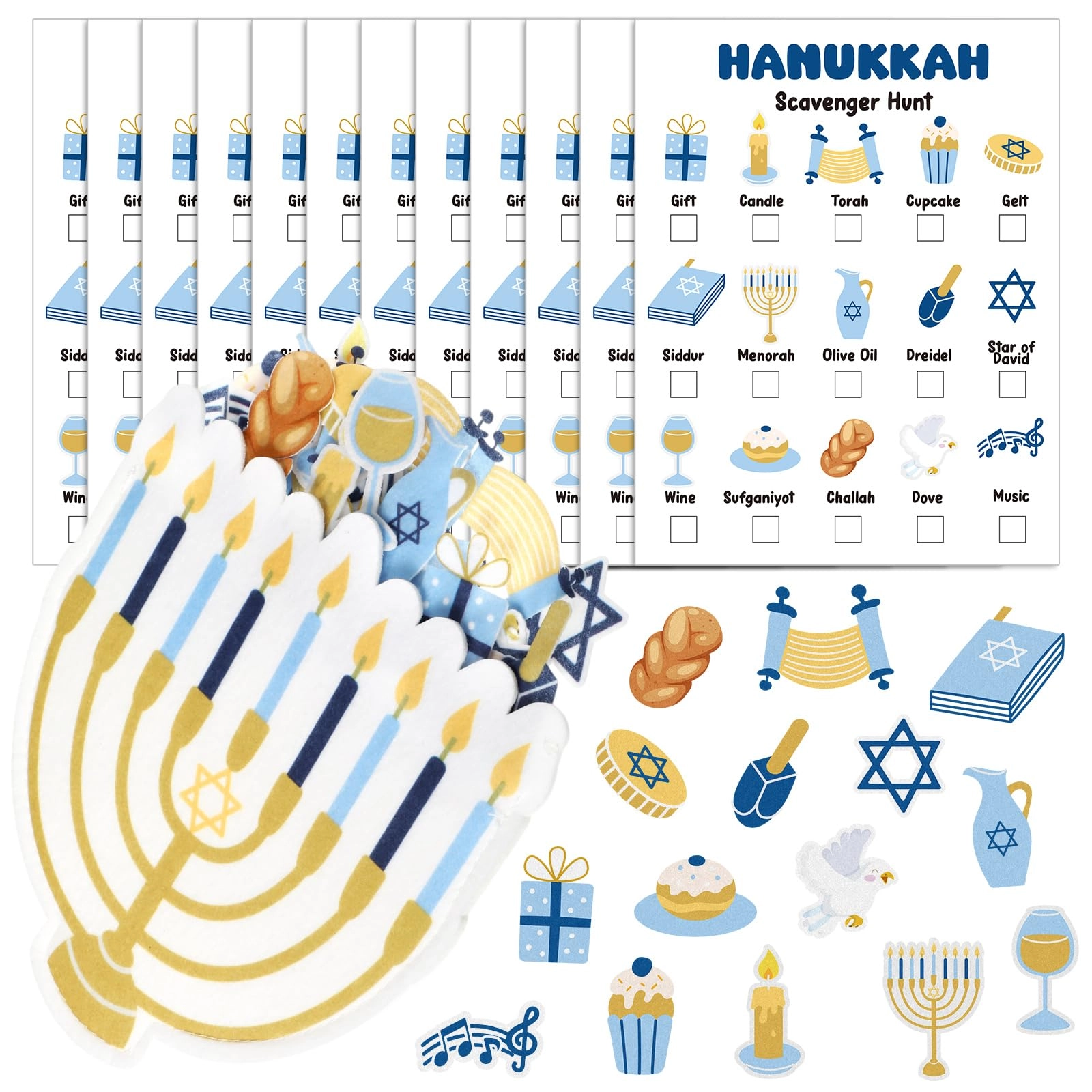 Hollowfly Hanukkah Scavenger Hunt Game - English Kid 15 pcs