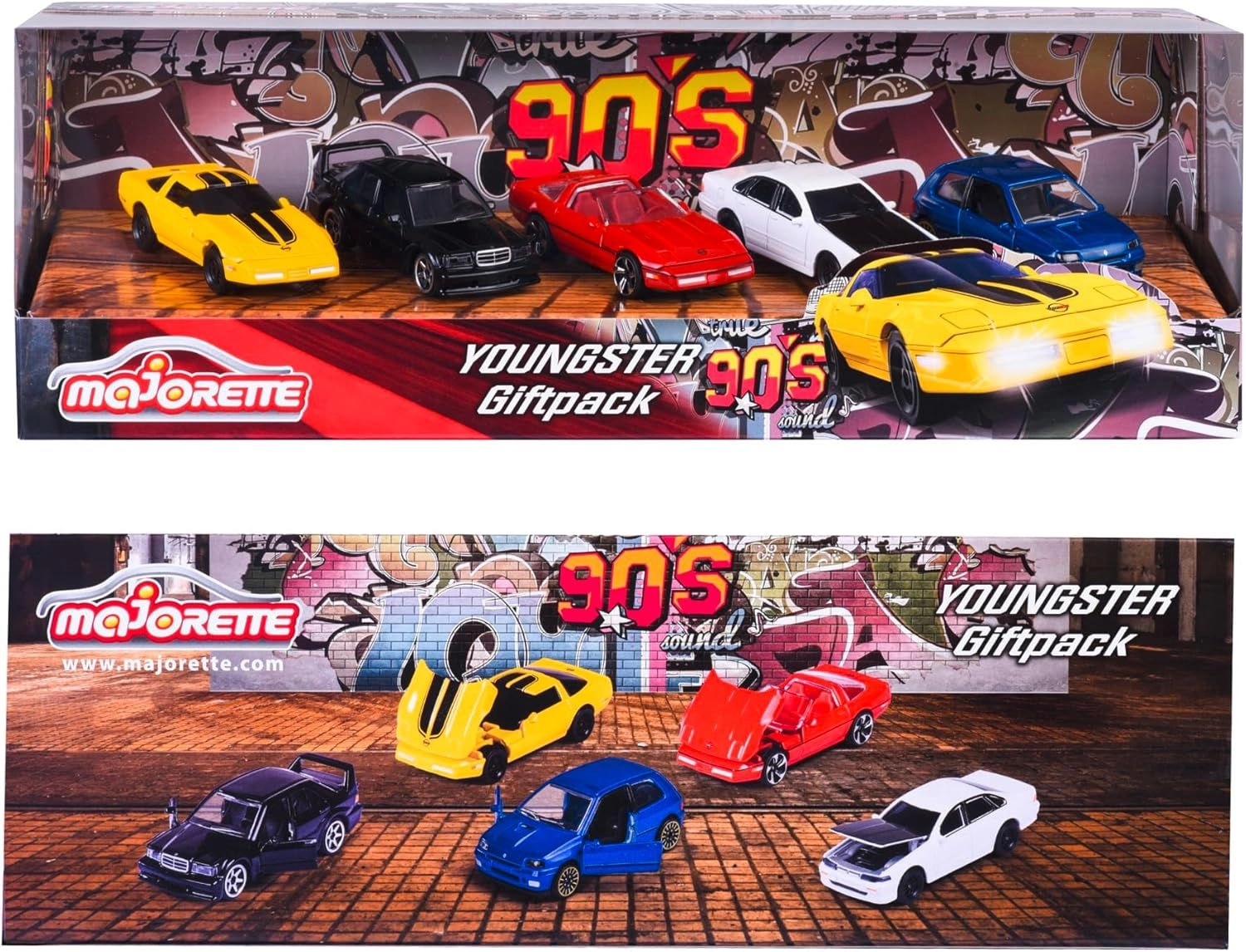 Majorette Mercedes Benz 190E 2.5-16 EVO2 1:64 + Majorette Renault Clio 16S 1:64 + Majorette Chevrolet Corvette C4 ZR-1 1:64 + Majorette Nissan Cefiro A31 1:64 - 1:64 5 pcs
