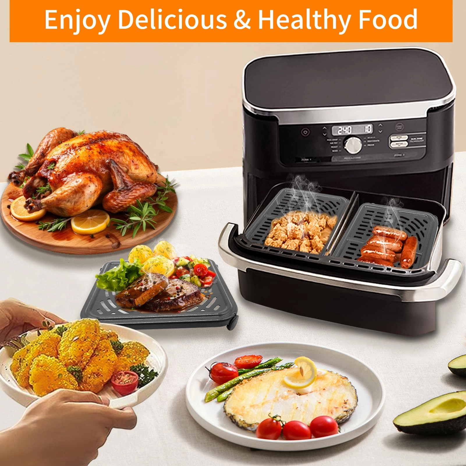 Air fryer grill rack - Stainless steel 2 piece(s) + Magic cleaning cloth - 1 piece(s)