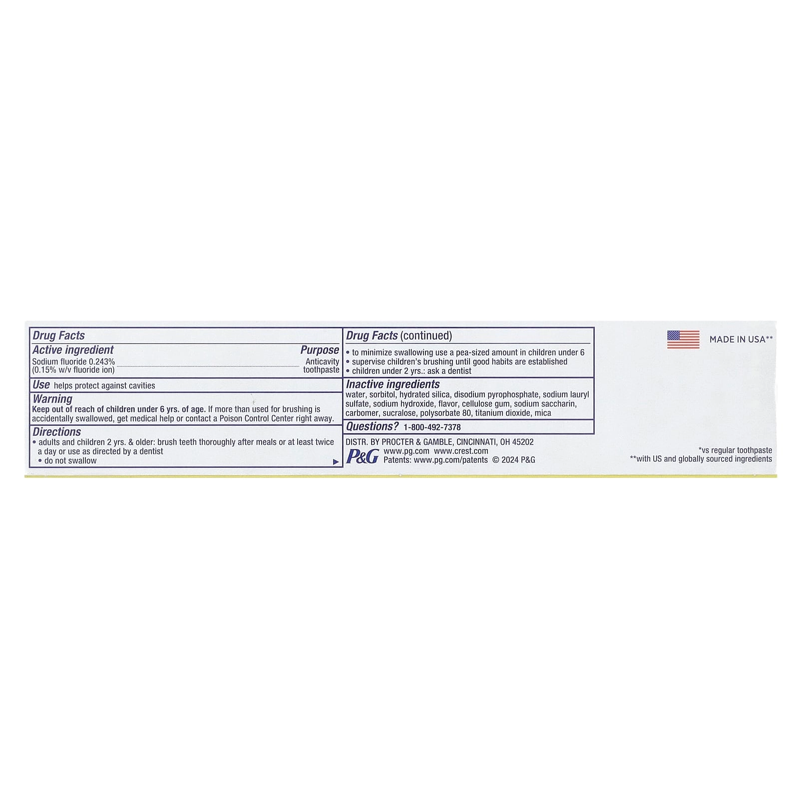 3D White Sodium fluoride Glamorous White Toothpaste Adults and children 2 yrs. & older 93 g