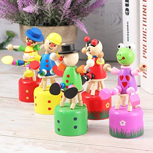 Wooden Push up Toy - 5pcs Clown