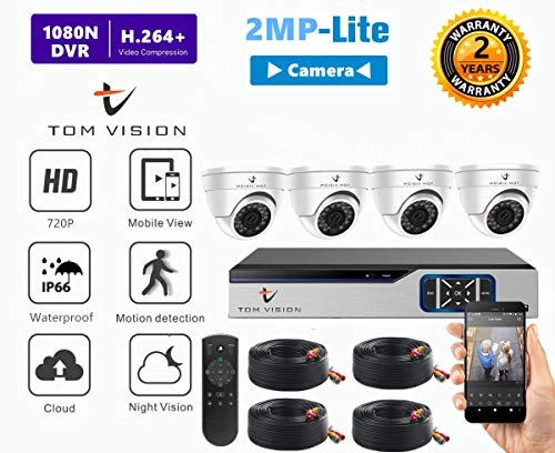 2Megapixels 4Channel Home Security Camera System - 4Pcs 720p
