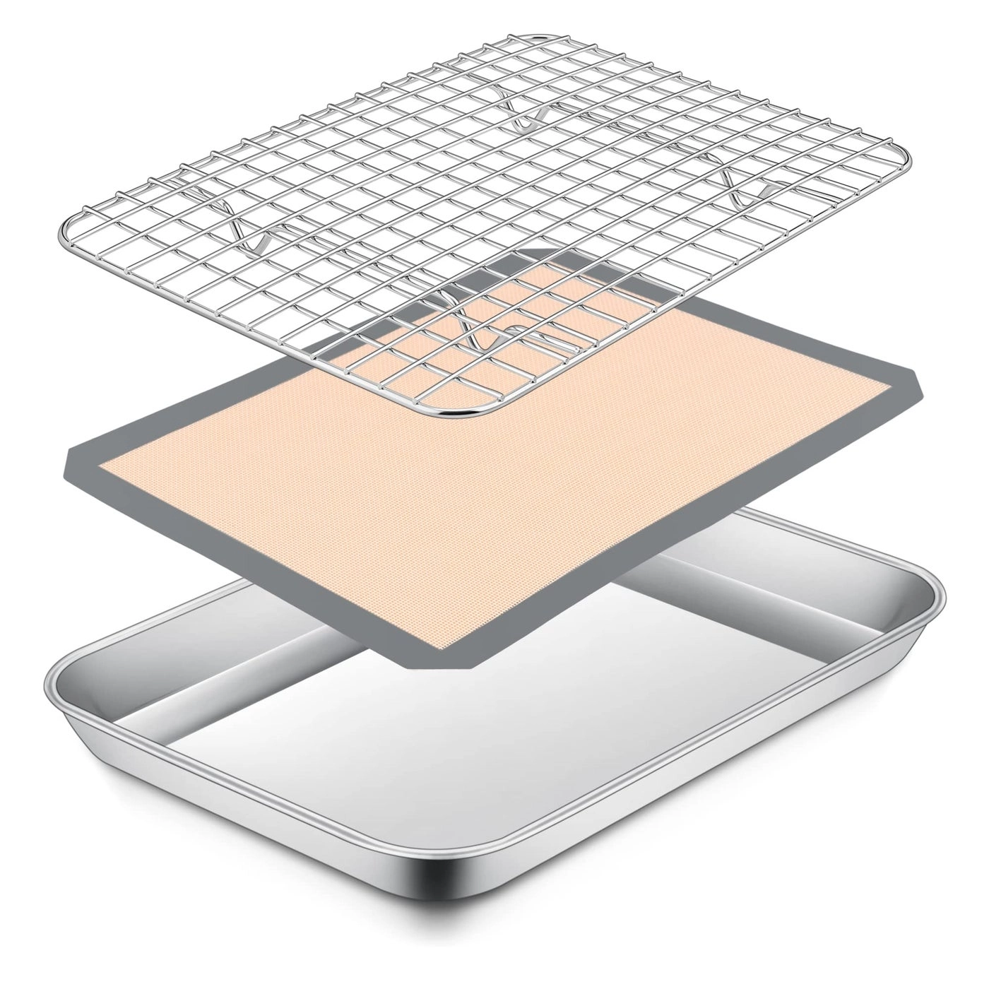 Toaster Oven Pan - 16 x 12 x 1 Inch Stainless Steel 3Pcs