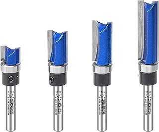KOWOOD Plus Pattern Flush Trim Router Bit Set - 1/4 Inch Shank