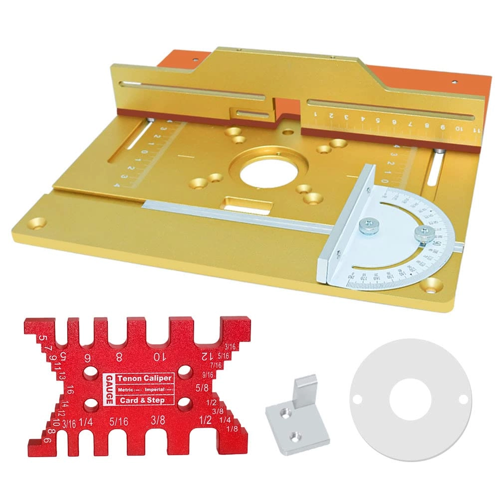 Router Table Insert Plate - 240 x 200mm Aluminum Alloy + Backer Plate + 180° Angle Gauge