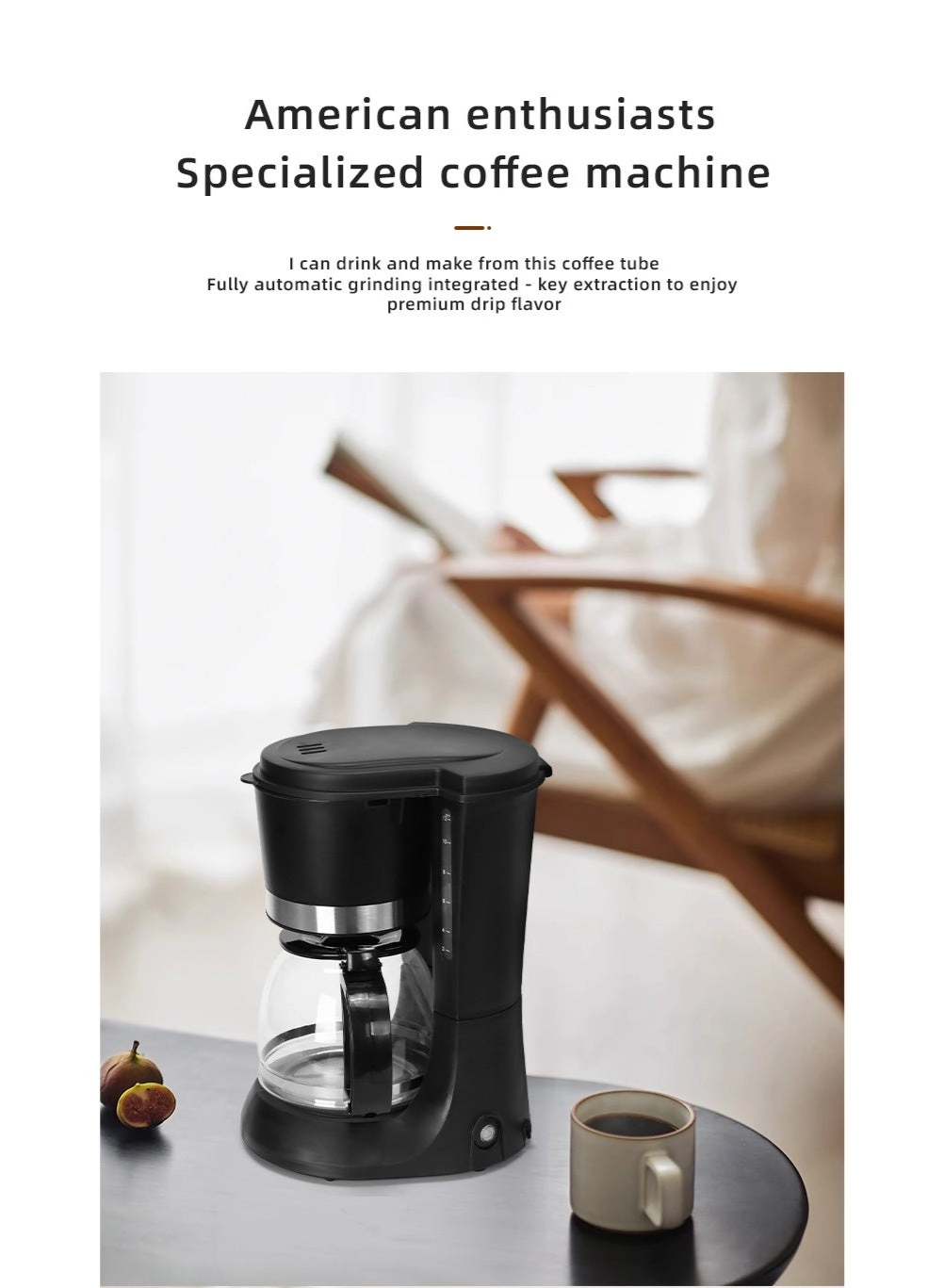 Drip coffee machine - borosilicate glass reusable filter drip-proof heat preservation