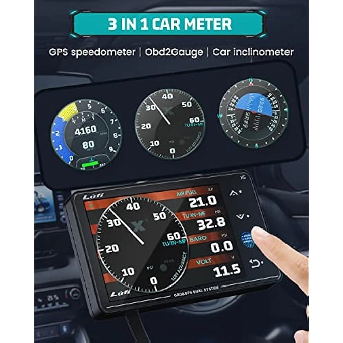 Xs Obd2 Gauge Display - GPS Speedometer Heads Up Display RPM Meter
