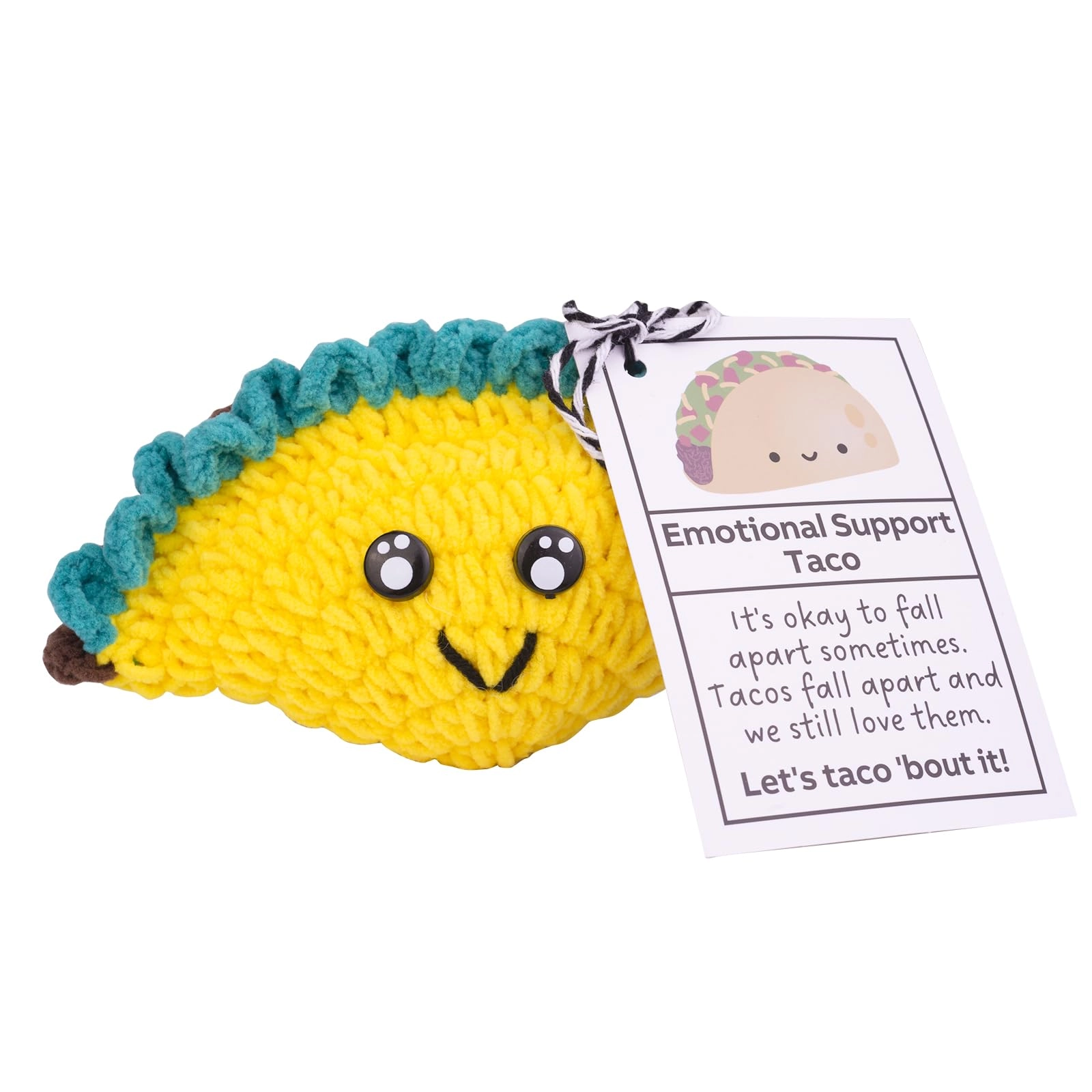 Emotional Support Taco - Handmade Knitted Wooden Base
