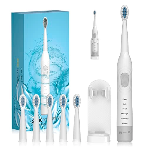 Dinosaur Electric Toothbrush - Kids Sonic Rechargeable 4 Brush Heads