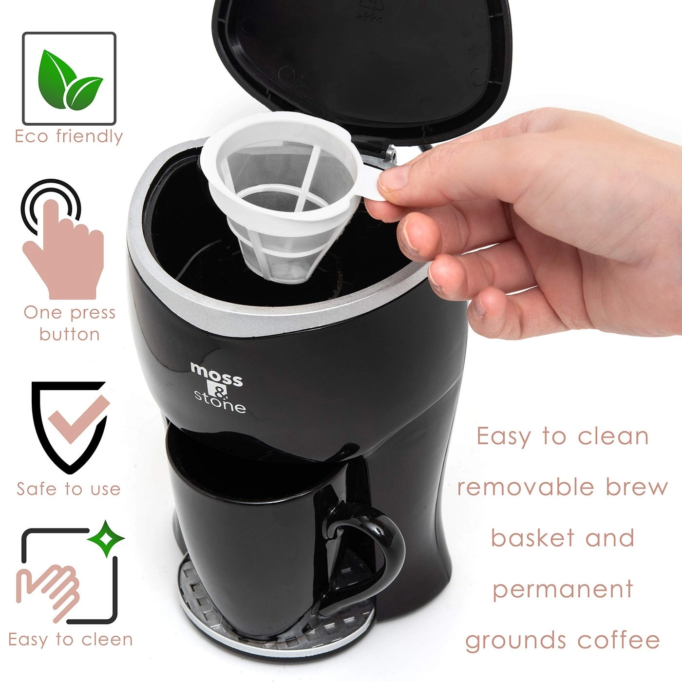 Mini Drip Coffee Maker - 1 Cup Permanent Filter