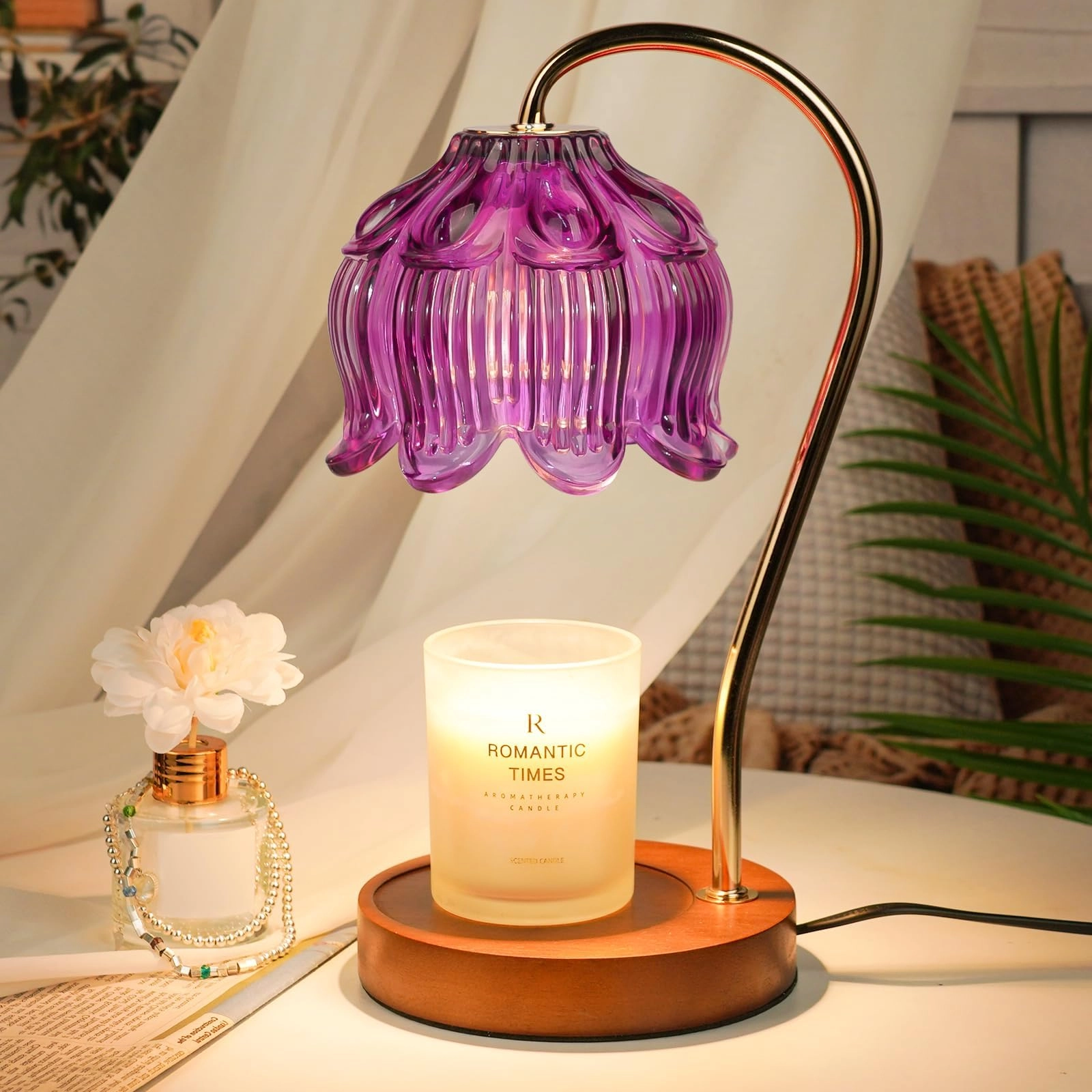 Candle Warmer Lamp - Purple Timer Dimmable