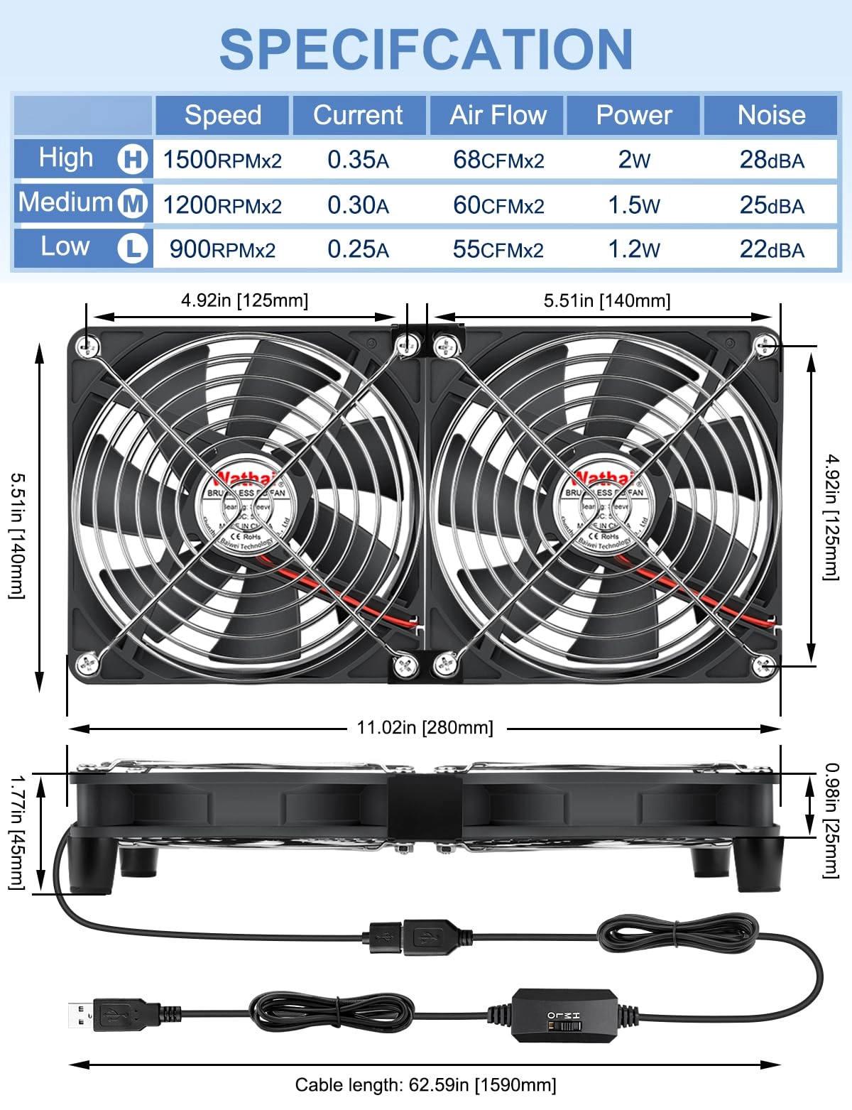 Cooling Fan - 2X 140mm