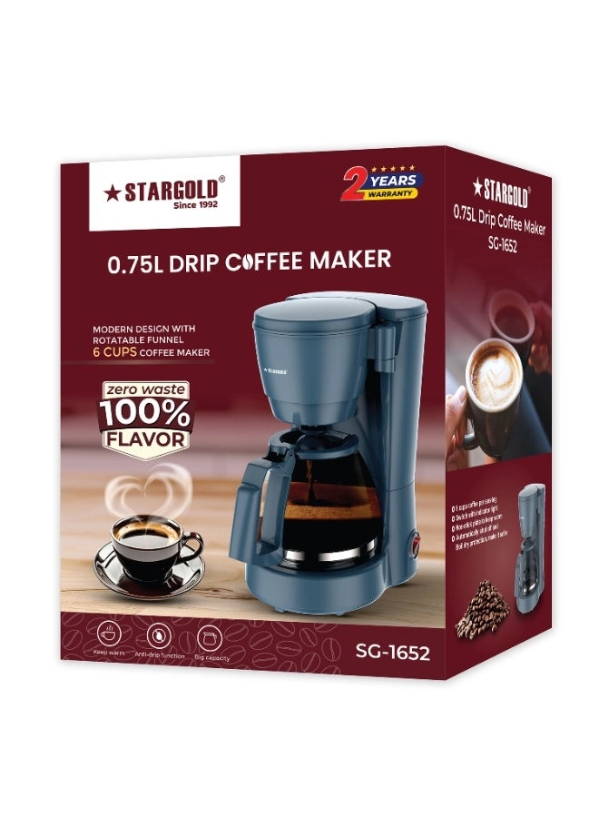 Stargold SG-1652 - 750ml 6-Cup Anti-Drip Keep Warm Automatic Shut-Off