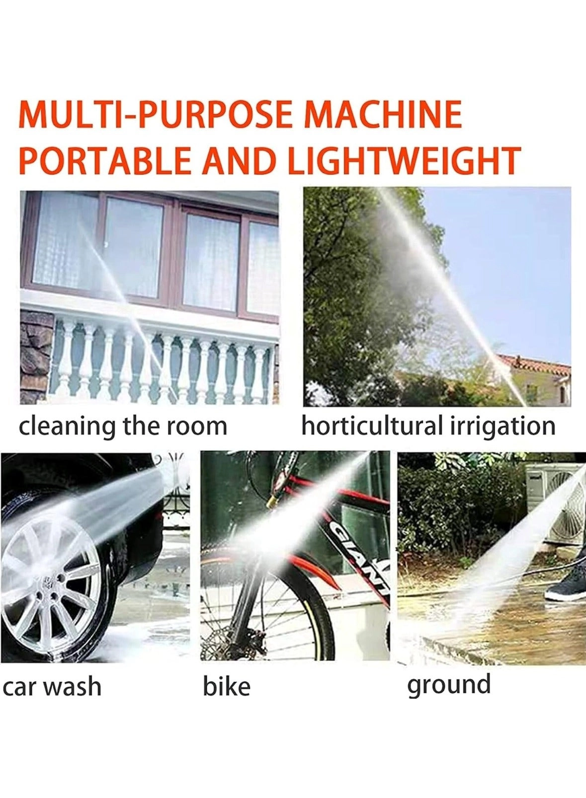 High-Pressure Car Washing Water Gun - 21V 5-meter hose Black