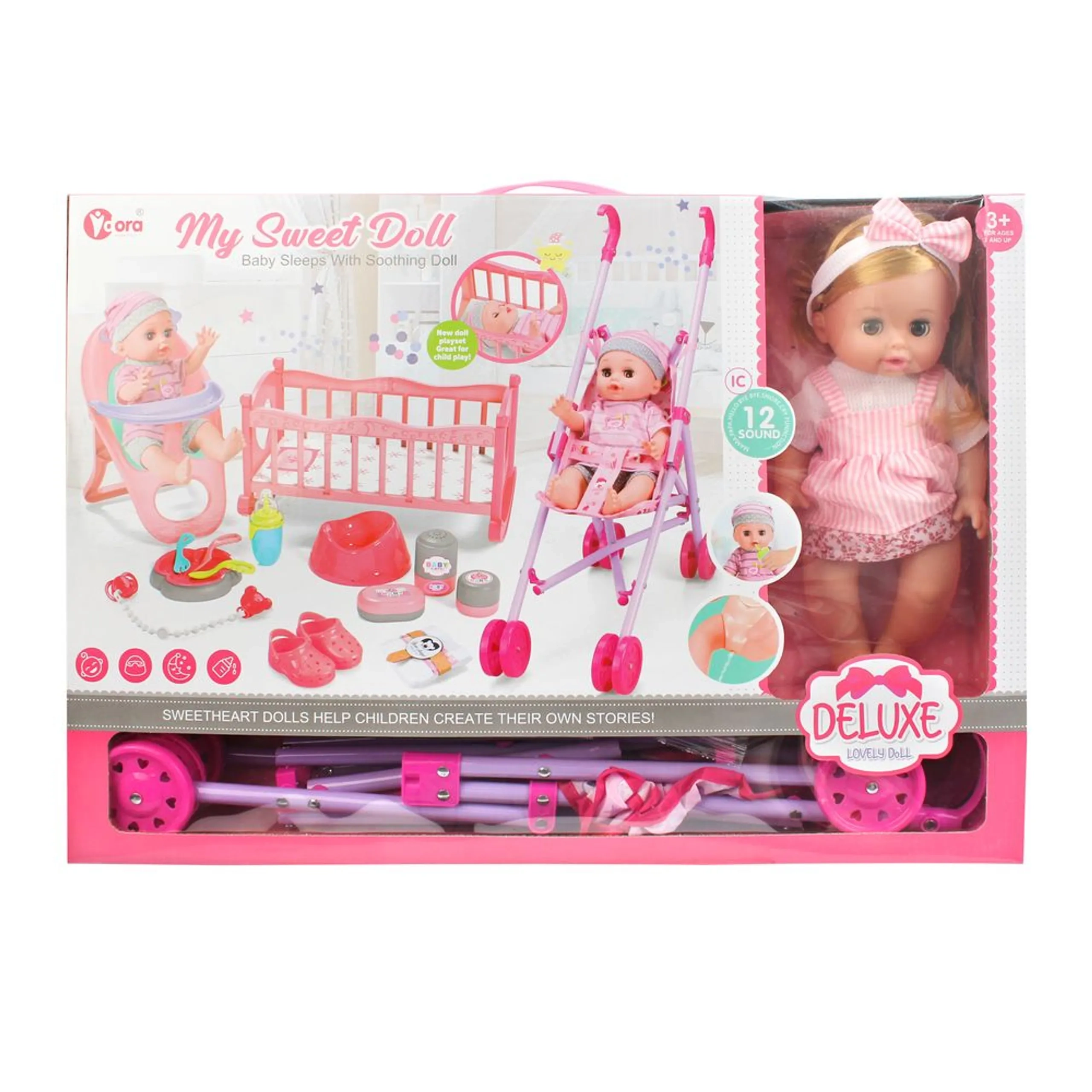 My Sweet Doll Playset - 3-In-1 14 inch 16 Pcs Ages 3+