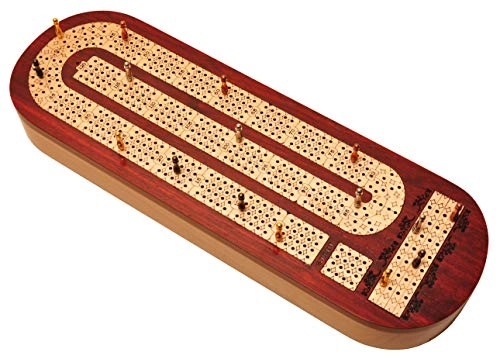 Continuous 4 Track Cribbage Board - Blood Wood Maple Wood