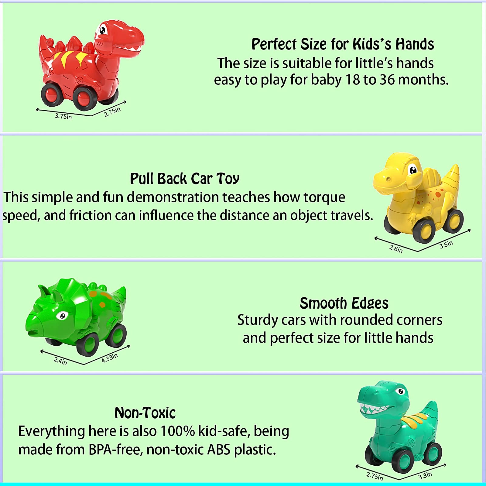 Dinosaur Car Toy - 4pcs