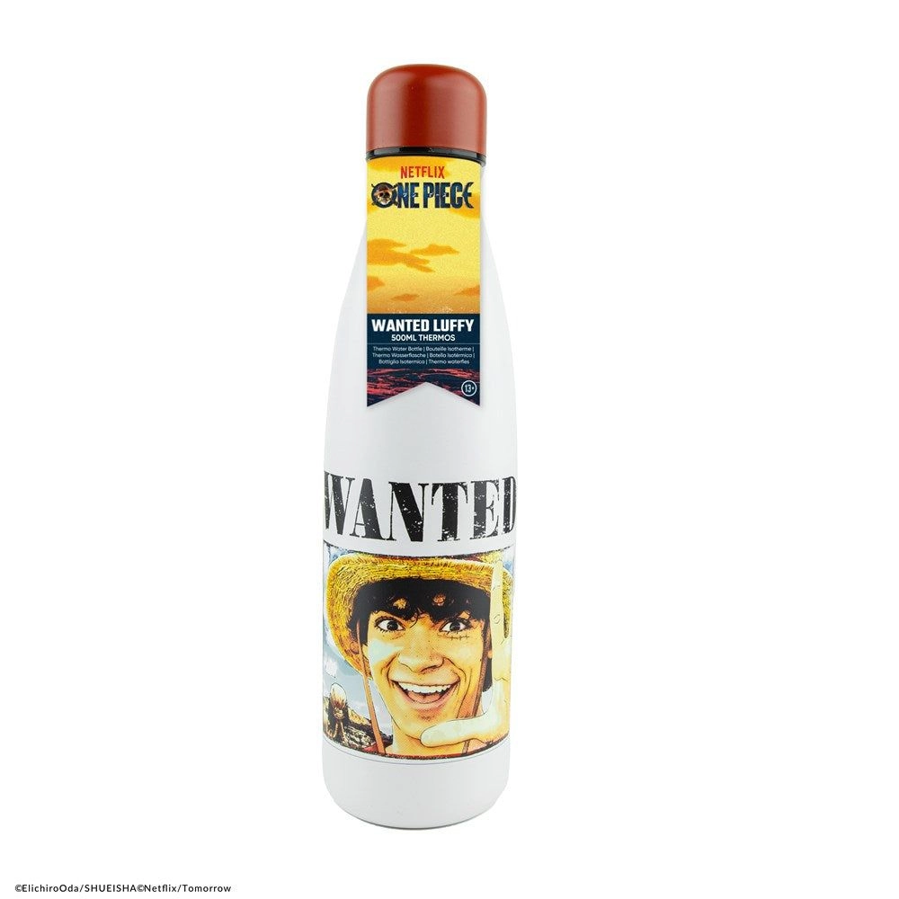 CINEREPLICA One Piece Netflix Wanted Luffy Thermos Bottle - 500ml