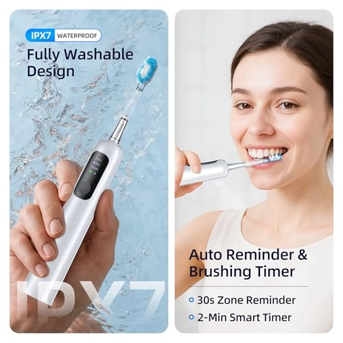 60° Oscillating Electric Toothbrush - Vibration Wave Sonic 2 Brush Heads IPX7