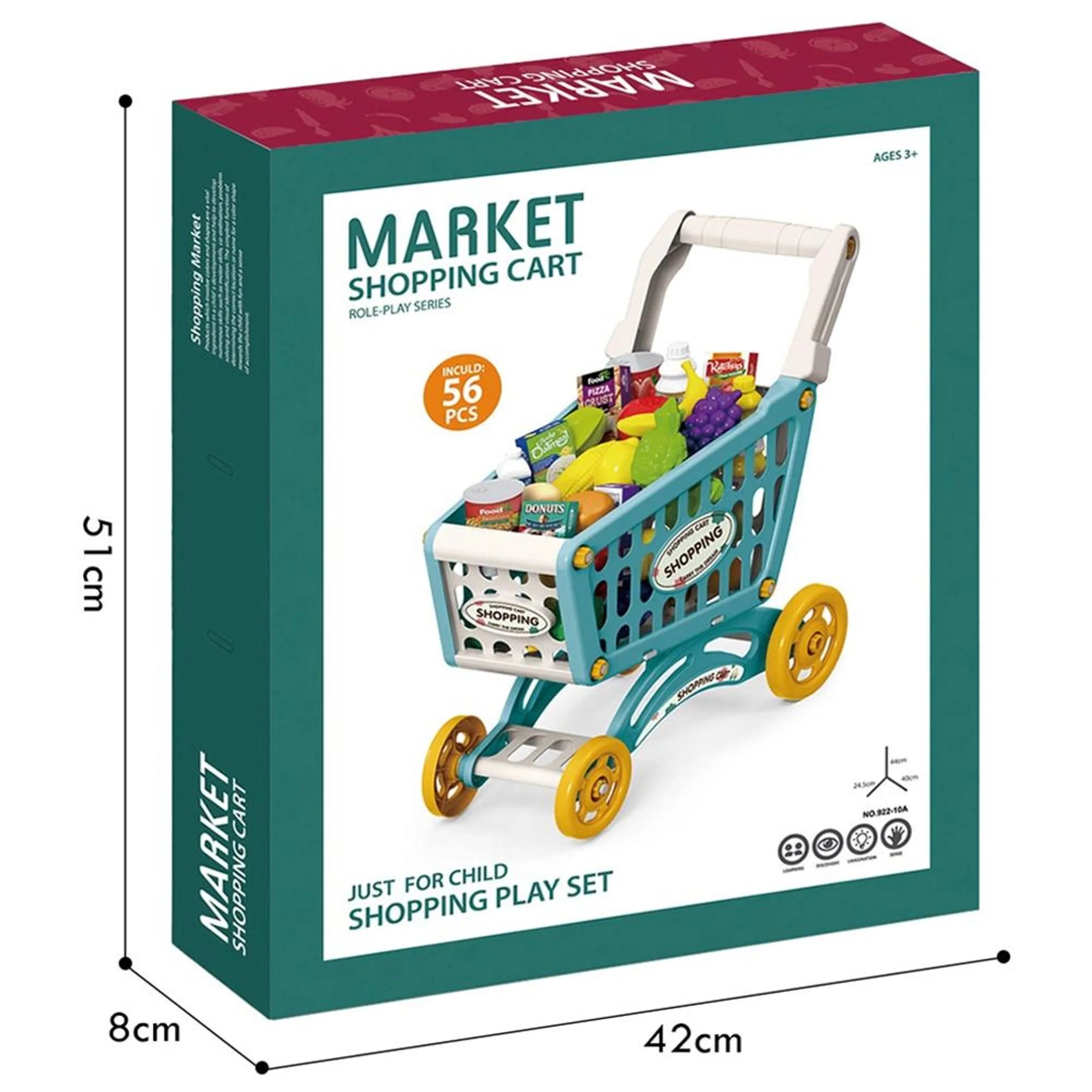 Eazy Kids Role Play Market Shopping Cart - 56 pcs (SAB-LS_DIYSC_BU)