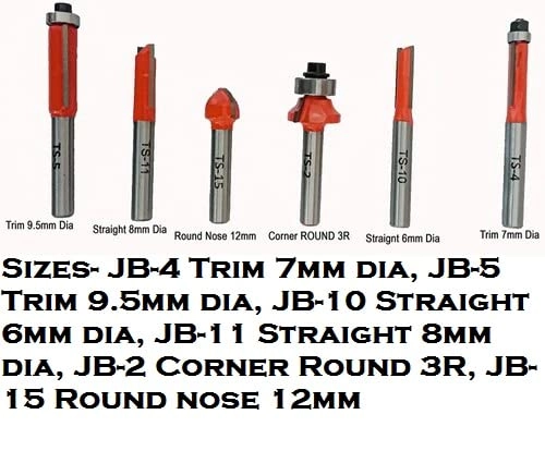 Tungsten Carbide Router Bit Set - 6 mm 14 Inch 6 Piece