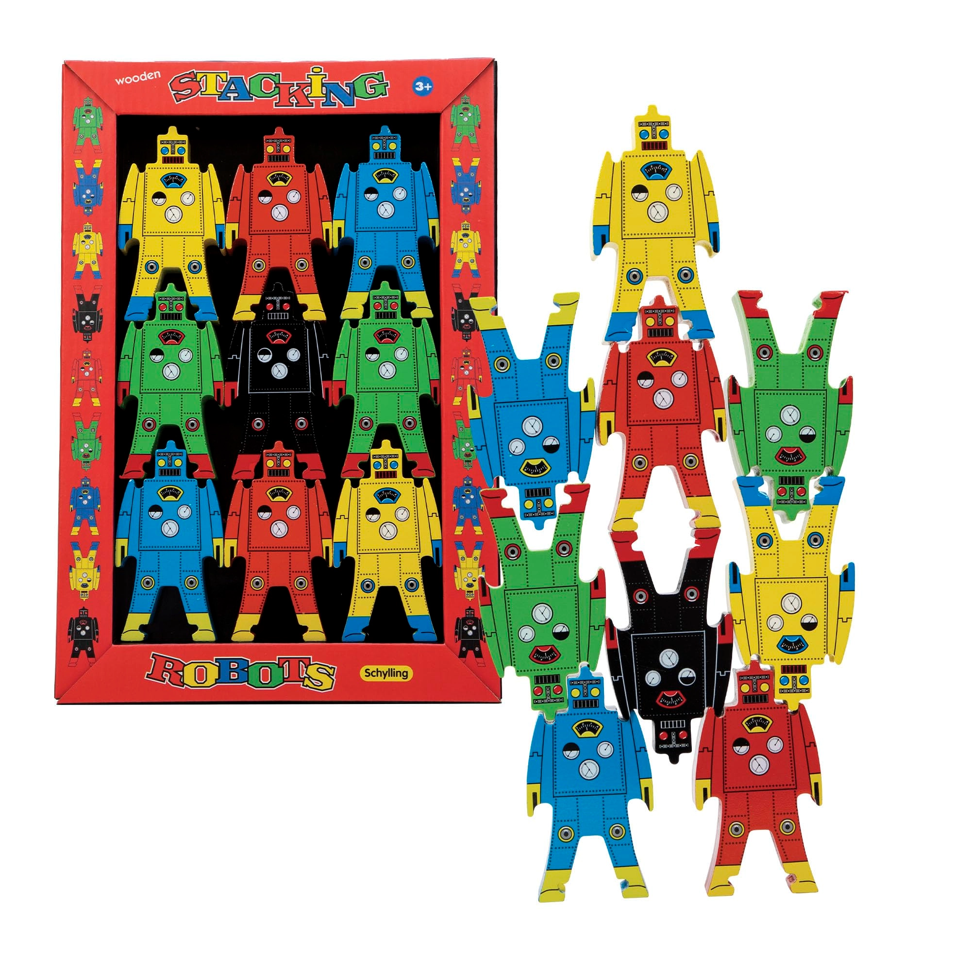 Schylling Wood Stacking Robot - 3 years and up 9 pieces