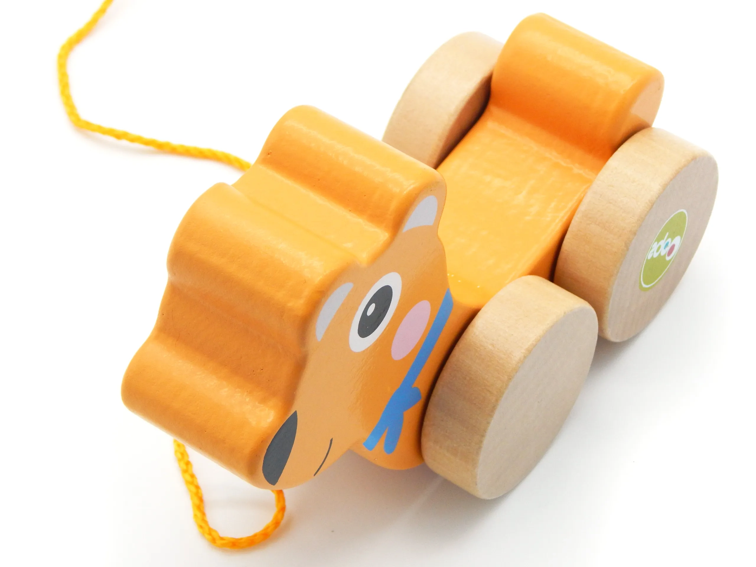Pull & Fun - Bear 4 wooden rolling wheels