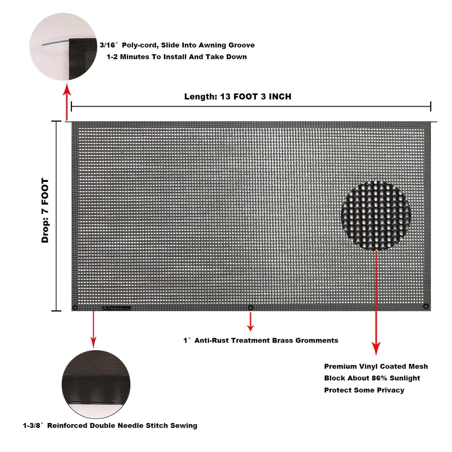 RV Awning Sun Shade Screen