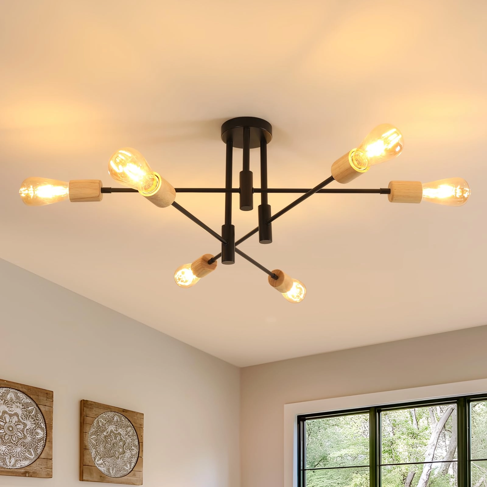 Comely Industrial Chandelier - 6 Lights E27 72 cm