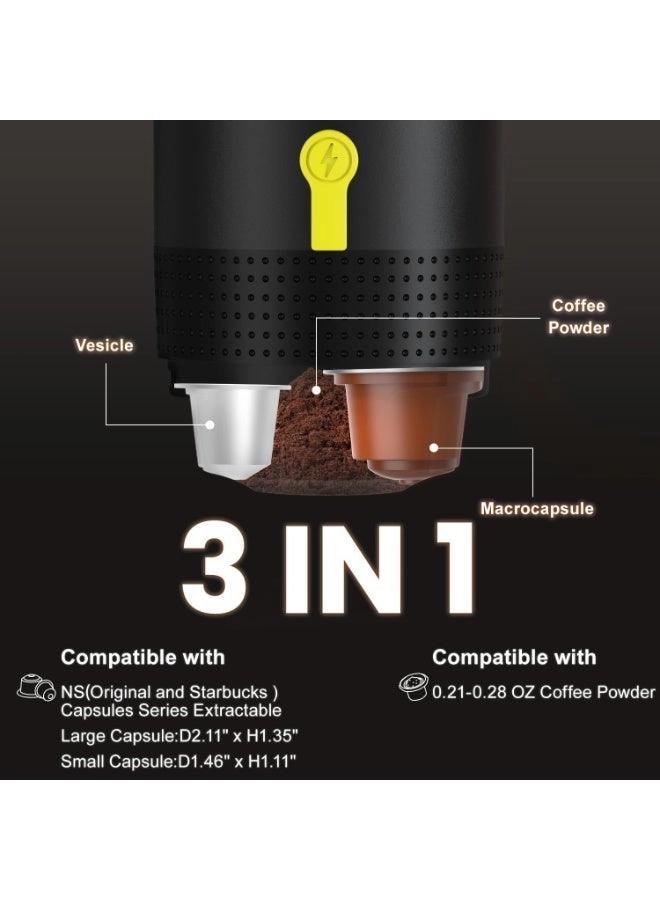 Portable Electric Espresso Machine - 77 g ground coffee capsules